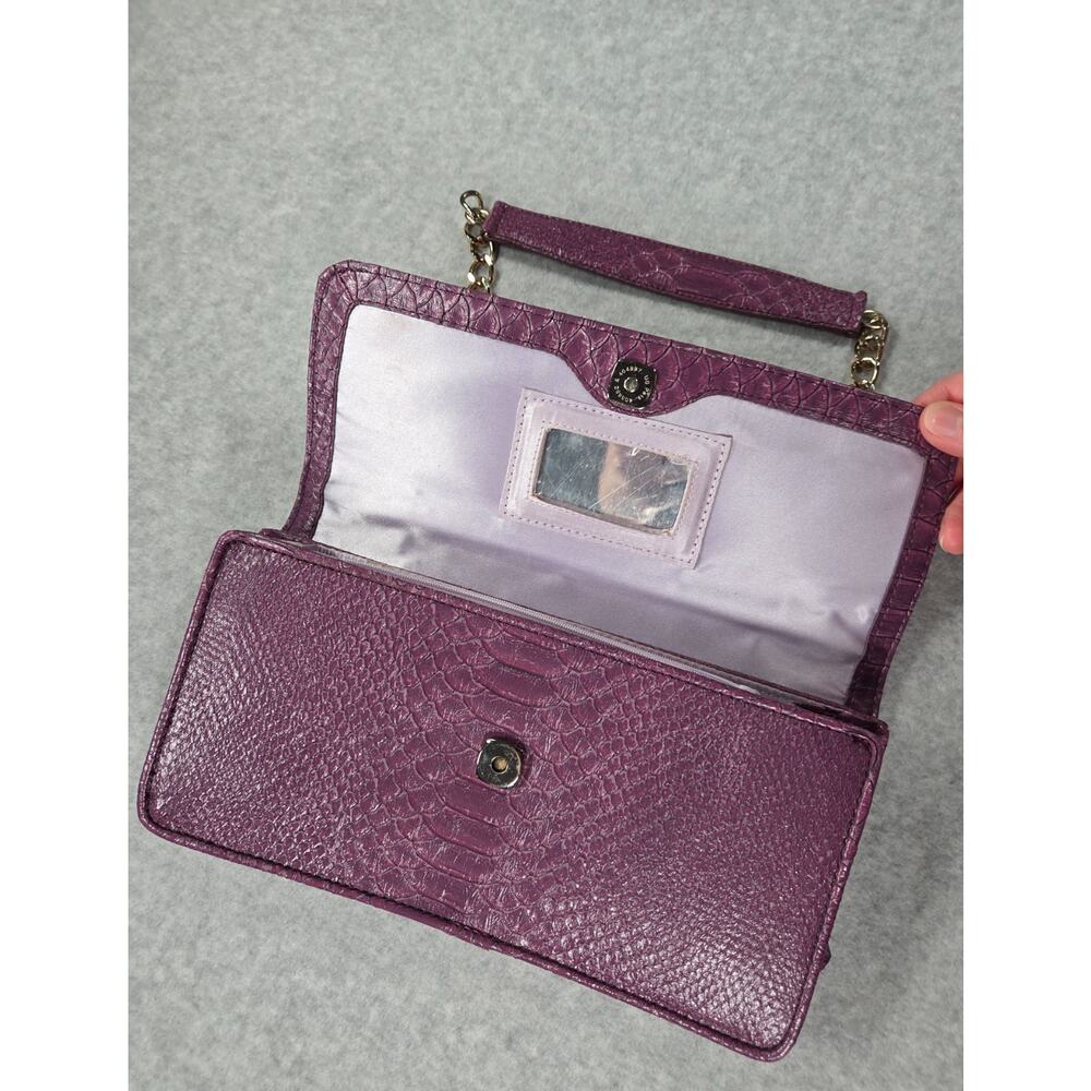 Liz Claiborne Purple Faux Snakeskin Baguette Bag Chain Charms Y2K Vintage NOS - Picture 6 of 8